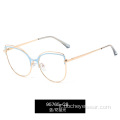 Nuovi occhiali da vista in metallo anti luce blu comodi da donna con montatura per occhiali a gamba primaverile con lenti piatte UV400